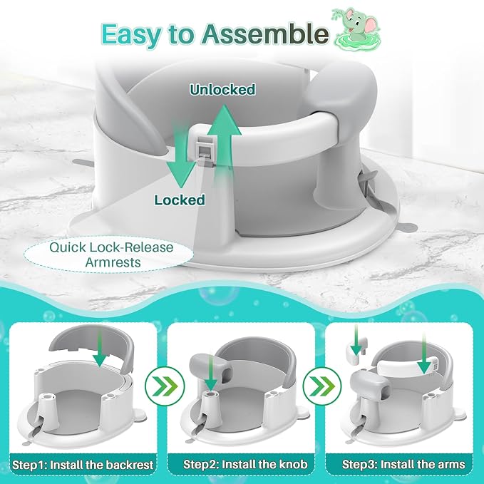 Inaya Baby Bath Seat for Babies 6 Months & Up, Safe and Comfortable Bathub - Image 7