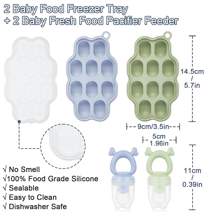 KingKam Baby Breastmilk Popsicle Molds & Baby Fruit Feeder, Baby Food Freezer - Image 5