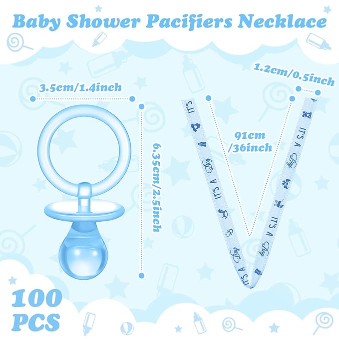 Chengu 100 Pcs Baby Shower Pacifiers Necklace, Acrylic Pacifiers Necklace Party - Image 3