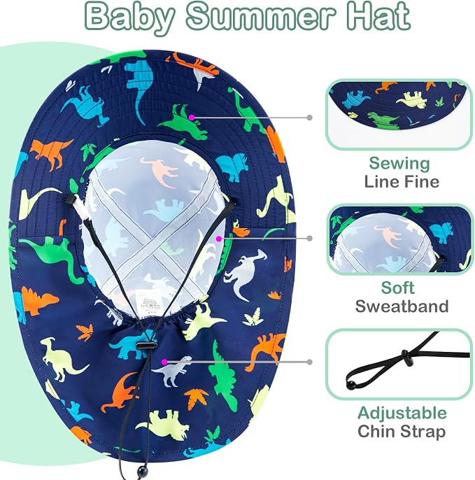 XIAOHAWANG Girls Sun Hat Baby Beach Hats Boys UPF 50+ Kids Summer Protection - Image 3