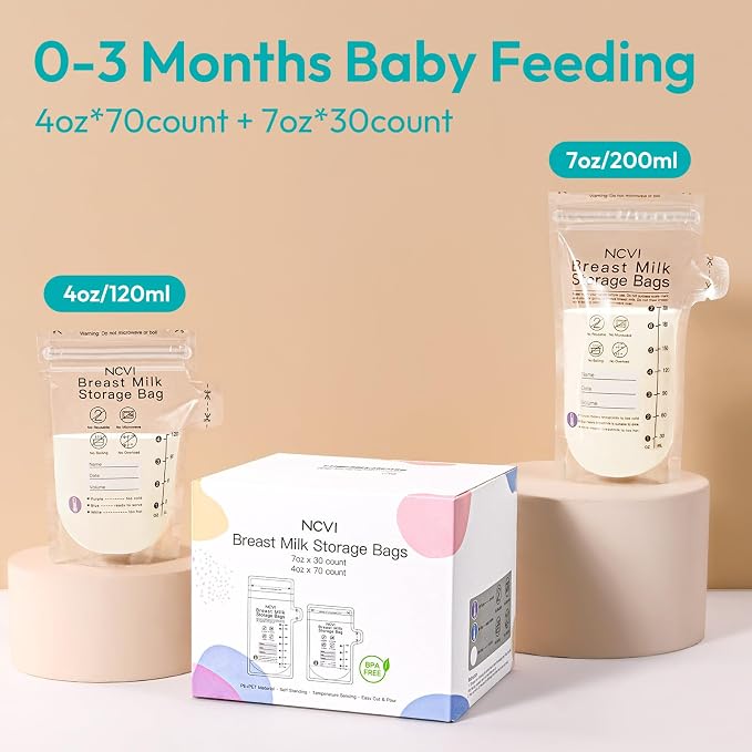 NCVI 4+7 oz Breastmilk Storage Bag Freezer - Image 2