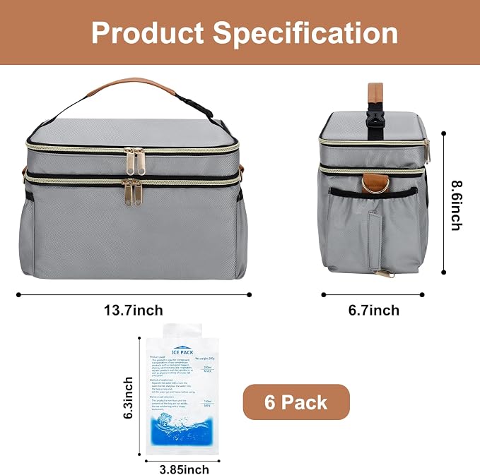 Breastmilk Cooler Bag with 6 Ice Pack, Wearable Breast Pump Bag Compatible with - Image 6
