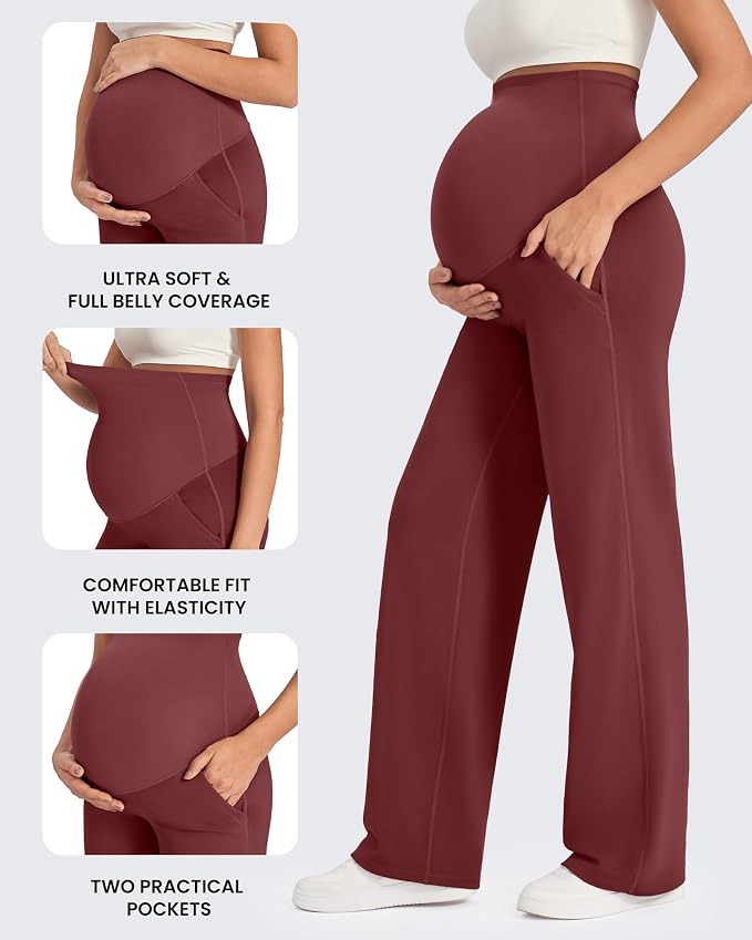 G4Free Maternity Pants Over The Belly Yoga Dress Work Pregnancy Pants Stretchy - Image 6