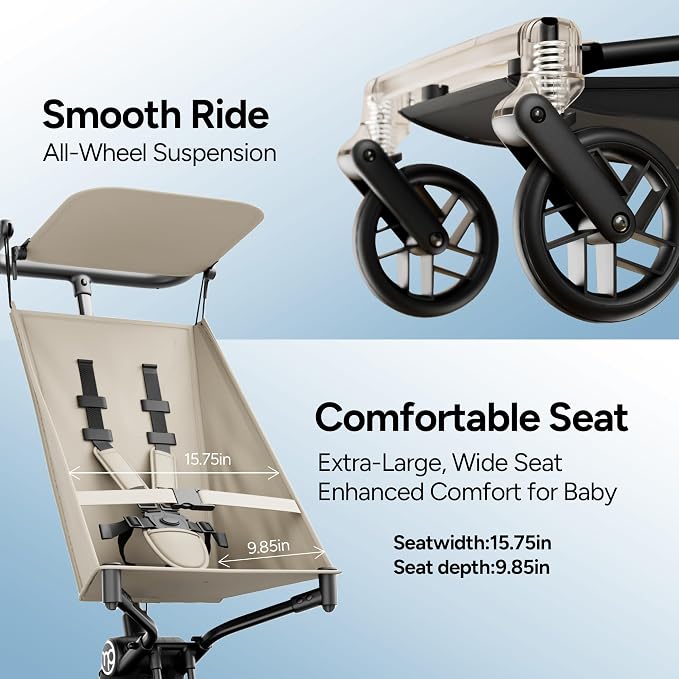 Mompush Jeto Lightweight Travel Stroller – 9.8 lbs Ultra-Compact, One-Hand Fold - Image 8
