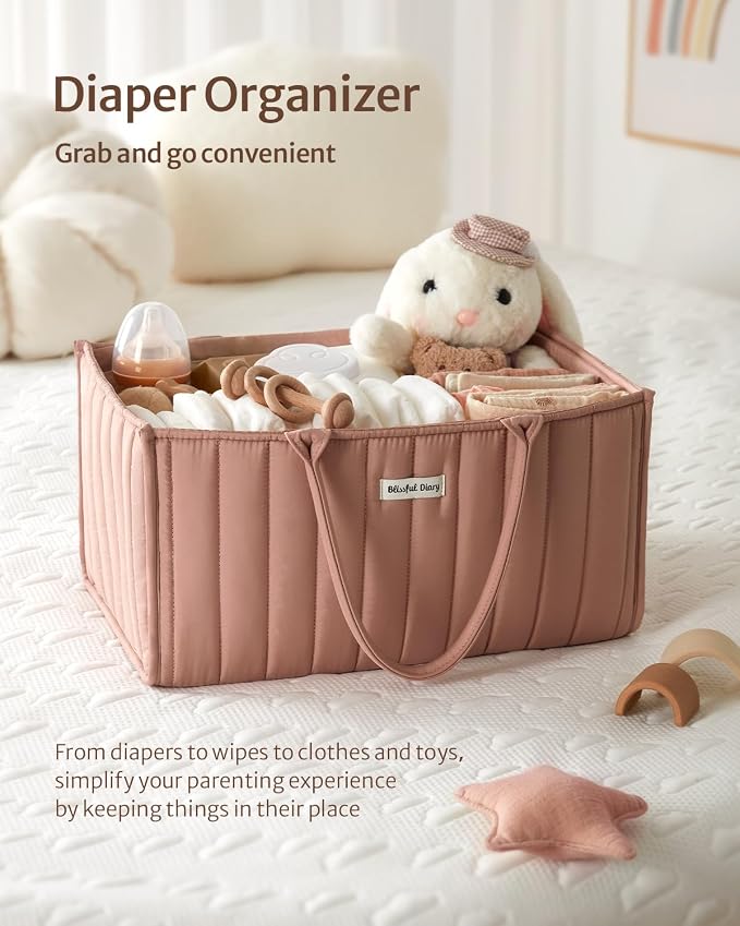 Blissful Diary Baby Diaper Caddy Organizer, Stylish Storage Basket - Image 4