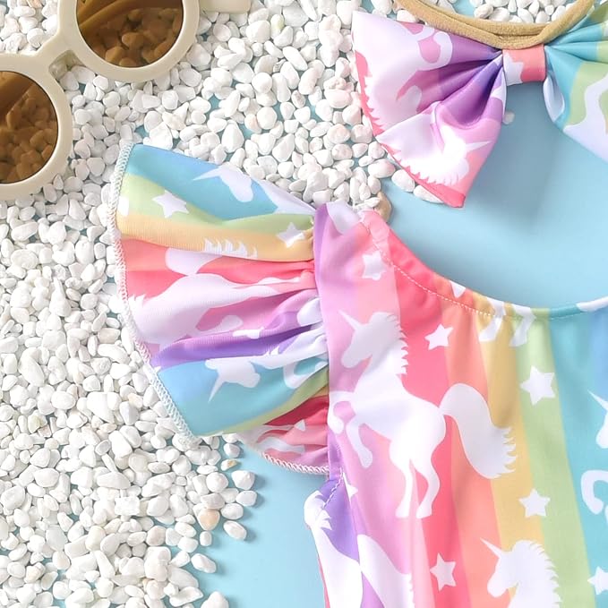 Toddler Girl Baby Ruffles Mermaid Fish Scale Swimsuit One Piece Swimwear - Image 5