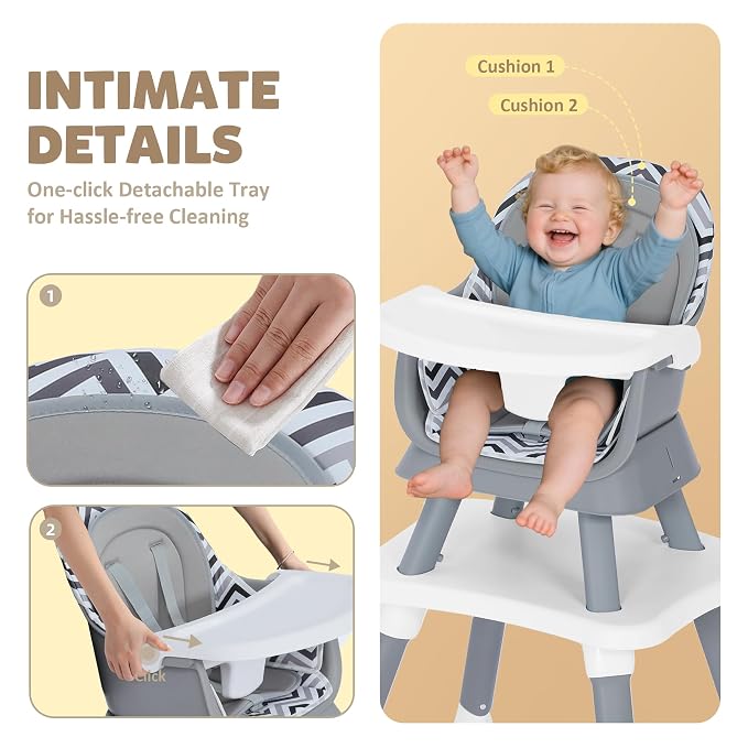 Baby High Chair, 8 in 1 Convertible Highchairs - Image 5