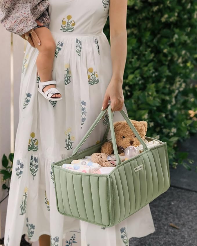 Blissful Diary Baby Diaper Caddy Organizer, Stylish Storage Basket - Image 5