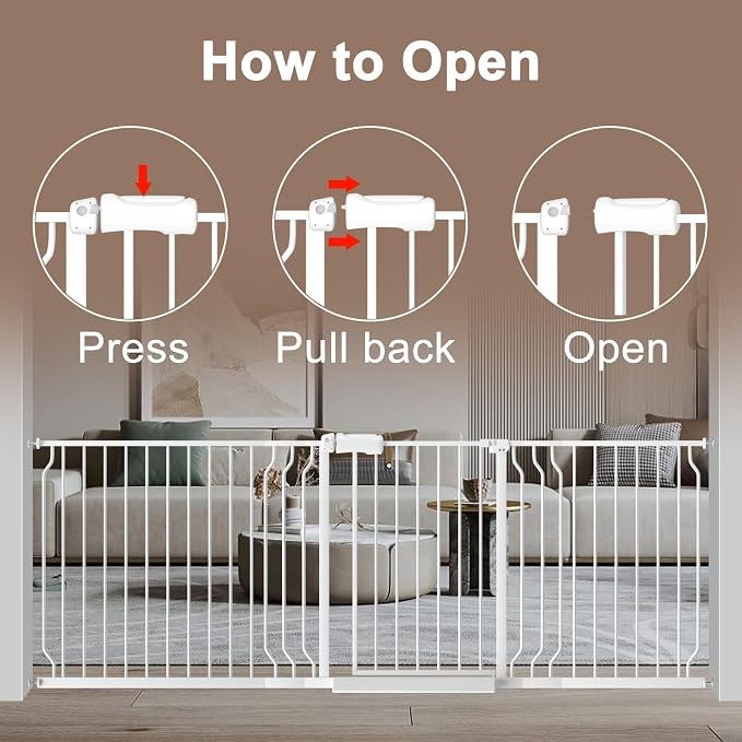 WAOWAO Baby Gate 62.20-71.26" Extra Wide Pressure Mounted Walk Through Swing - Image 3