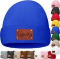 Custom Baby Beanies Personalized Toddler Winter Hats Name Leather Patch Kids by Unknown