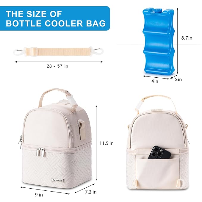 Breastmilk Cooler Bag with Ice Pack Fits 6 Baby Bottles up to 9 Ounce, Breast - Image 5