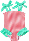 Happy Town Toddler Swimsuit Girl Solid Color Stripe One-Piece Baby Bathing Suits by HappyTown