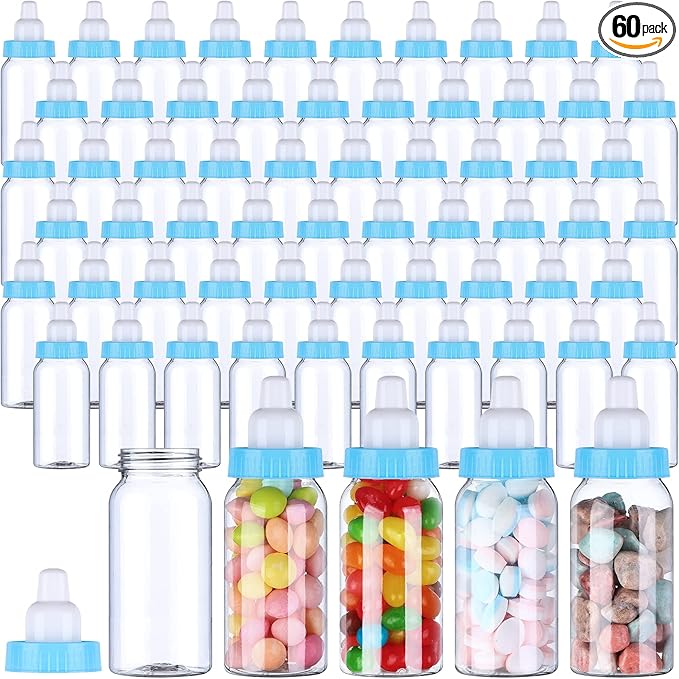 60 Pcs 4.5 Inch Baby Mini Milk Bottle Baby Shower Favor Fillable Feeding Bottle by PINKXHY