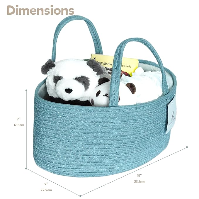 Baby Diaper Caddy Organizer, Large Cotton Rope Nursery Diaper Basket, Changing - Image 6