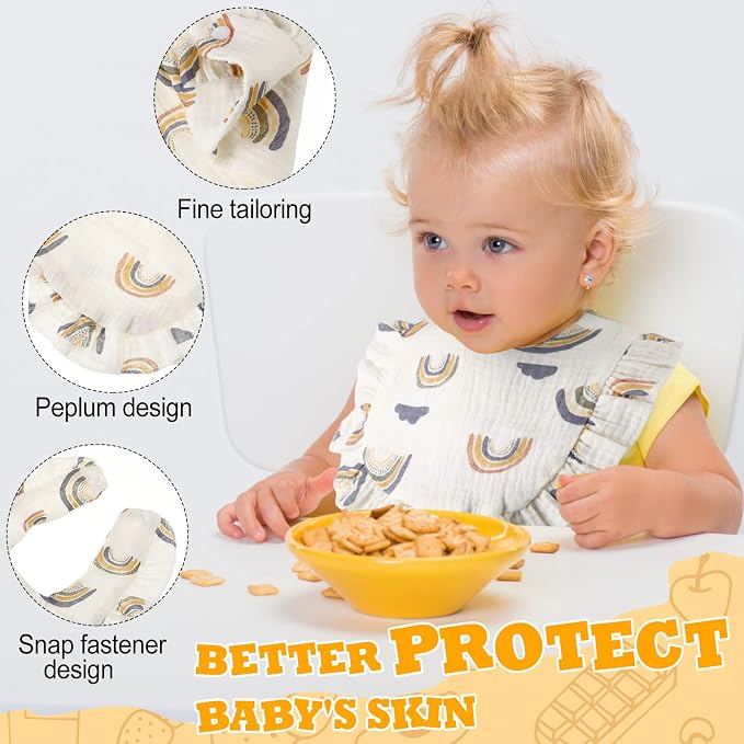 Mepase 10 Pcs Large Muslin Baby Girl Bibs Drool Teething Bibs Lap Shoulder - Image 3