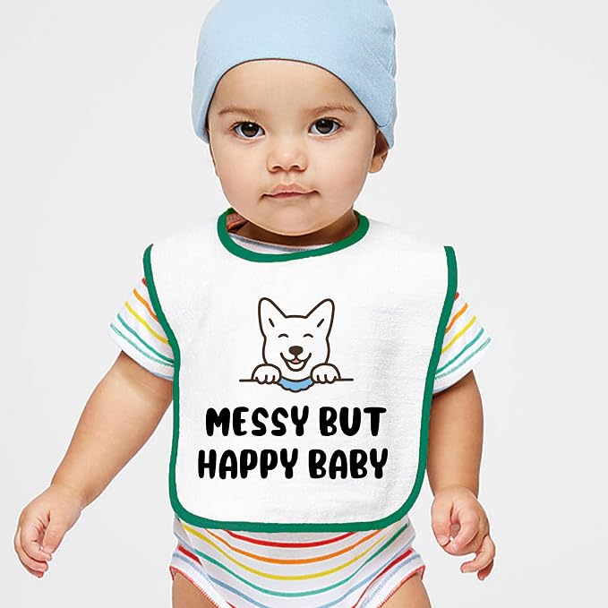 Personalized Baby Bib – Soft Cotton Terry, Cute Jindo Dog Design - Image 5