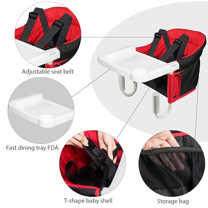 Fast Hook On Chair with Dining Tray, Fold-Flat Storage and Tight Fixing Clip - Image 5
