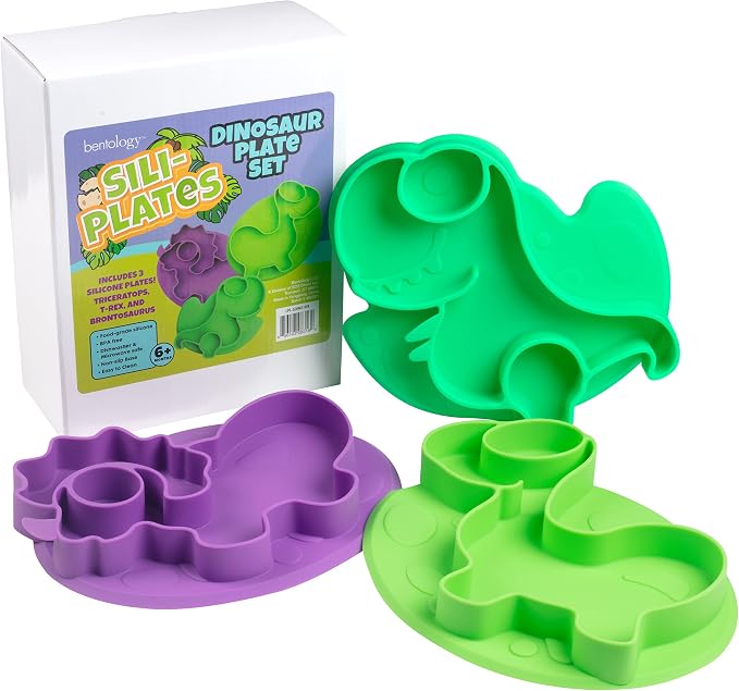 Dinosaur Silicone Compartment Plates- 3 PK T-Rex - Image 5