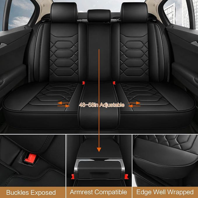 Pariitadin Leather Car Seat Covers Full Set, Waterproof Faux Leather Seat Covers - Image 4