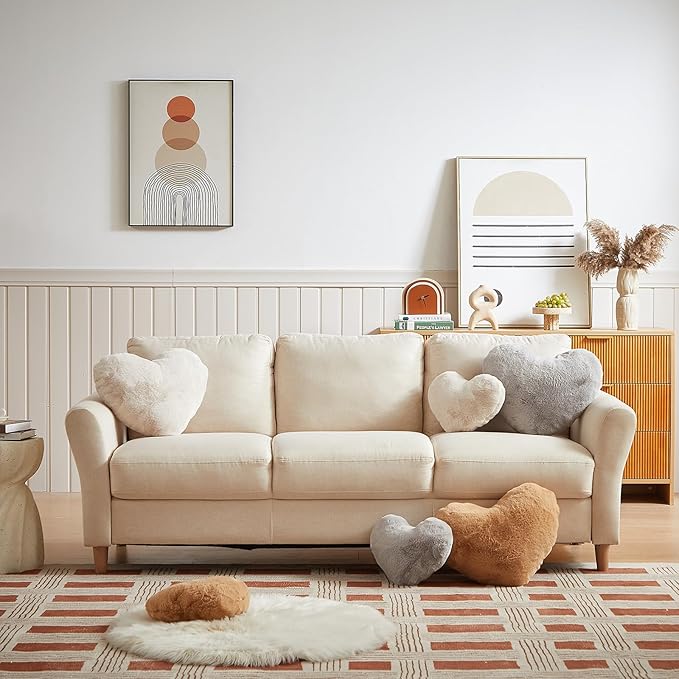 EastTree Beige Heart Shaped Pillows, Ultra Soft Extra-Large Fluffy Love Throw - Image 3