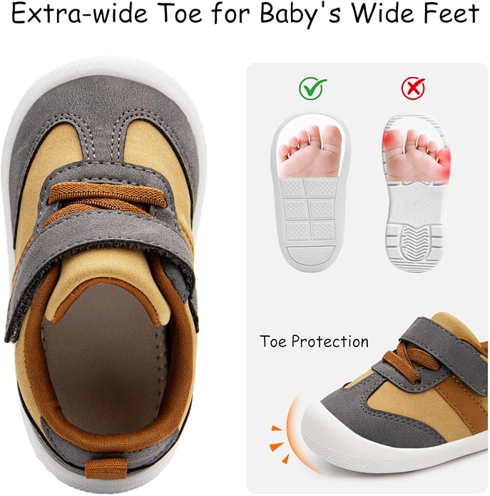 Baby Shoes Boys Girls Barefoot Wide Toe Box Zero Drop First Walkers PU Leather - Image 3