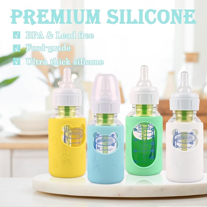 4 Pack Silicone Sleeves for Dr Brown's Glass Baby Bottles, Anti Breakage Baby - Image 5