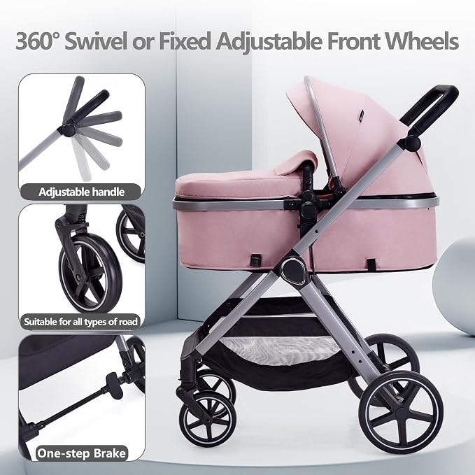 2 in 1 Baby Stroller, Newborn Infant Toddler Convertible Pram Stroller - Image 6