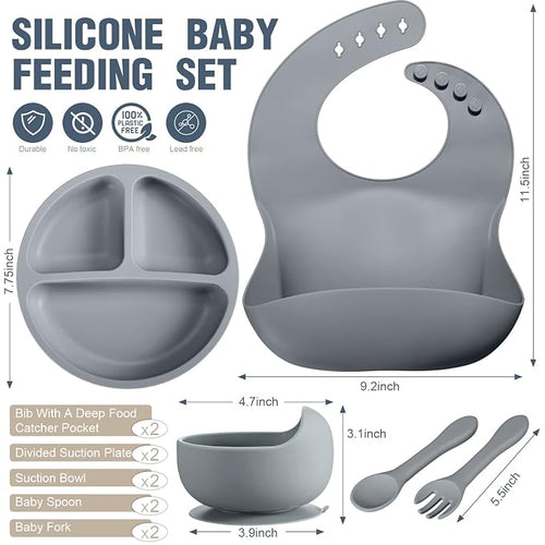 10 Pack Silicone Baby Feeding Set, Toddlers Led Weaning Feeding Supplies - Image 2
