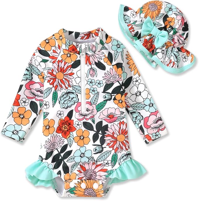 Aalizzwell Baby Girls Long Sleeve One Piece Swimsuit by Aalizzwell