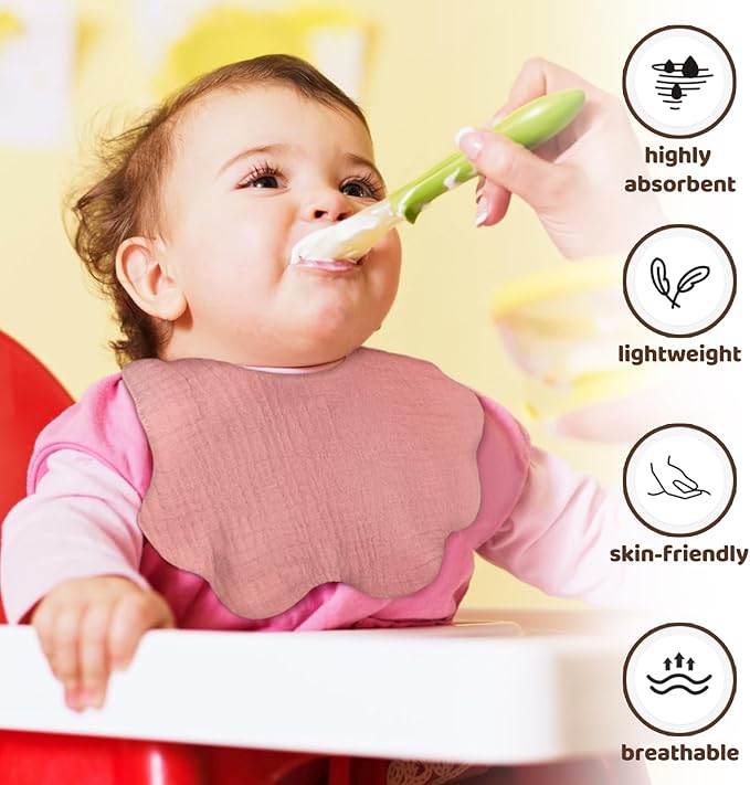 Muslin Baby Bibs for Drooling and Teething Newborn Drool Bibs for Baby Girl Boy - Image 2
