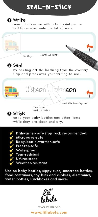 Bottle Labels, Self-Laminating, Waterproof Kids Name Labels - Image 3