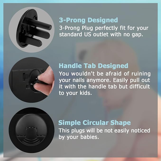 52 Pack Black Safety Outlet Covers Baby Proofing, Electrical Socket Outlet - Image 6