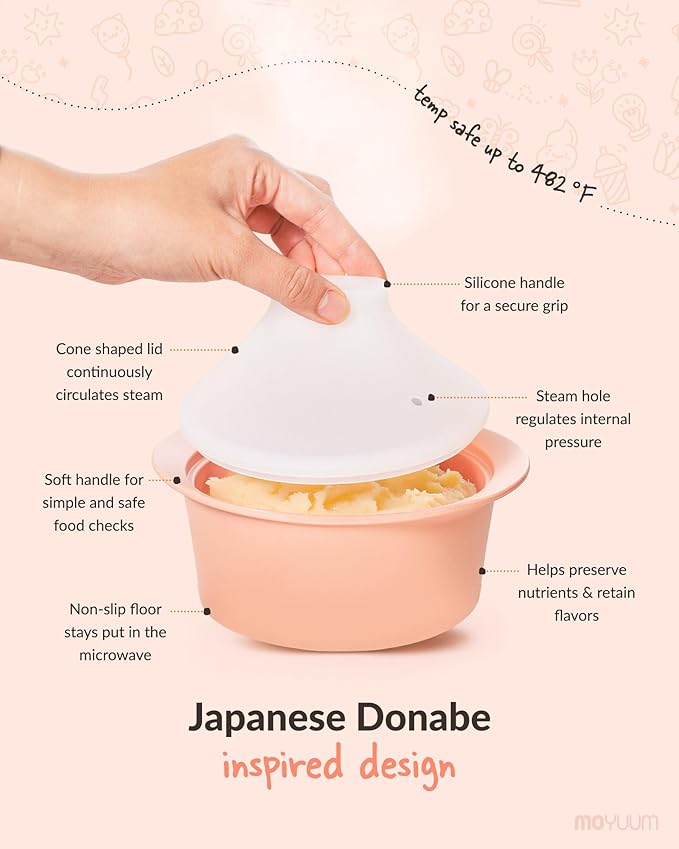Moyuum Silicone Microwave Steamer | Made in Korea, Baby Food Maker Bowl - Image 3