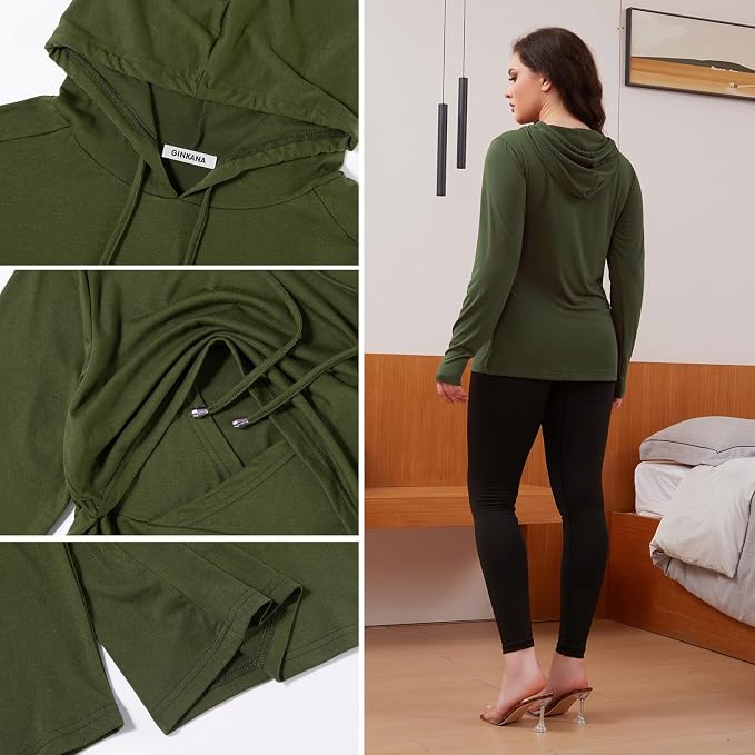 GINKANA Women's Nursing Hoodie Sweatshirt Long Sleeves Breastfeeding Maternity - Image 6