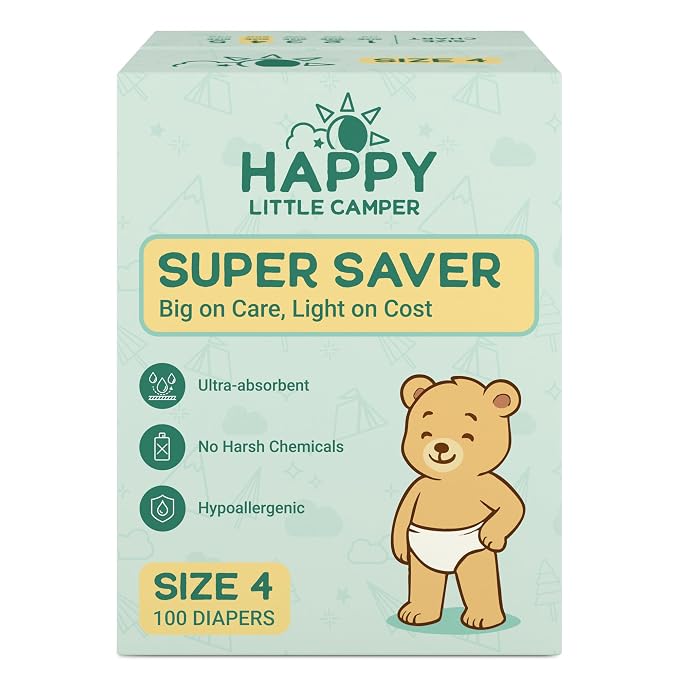 Happy Little Camper Super Saver Diapers, Size 4, Fragrance-Free, Ultra Absorbent by HappyLittleCamper