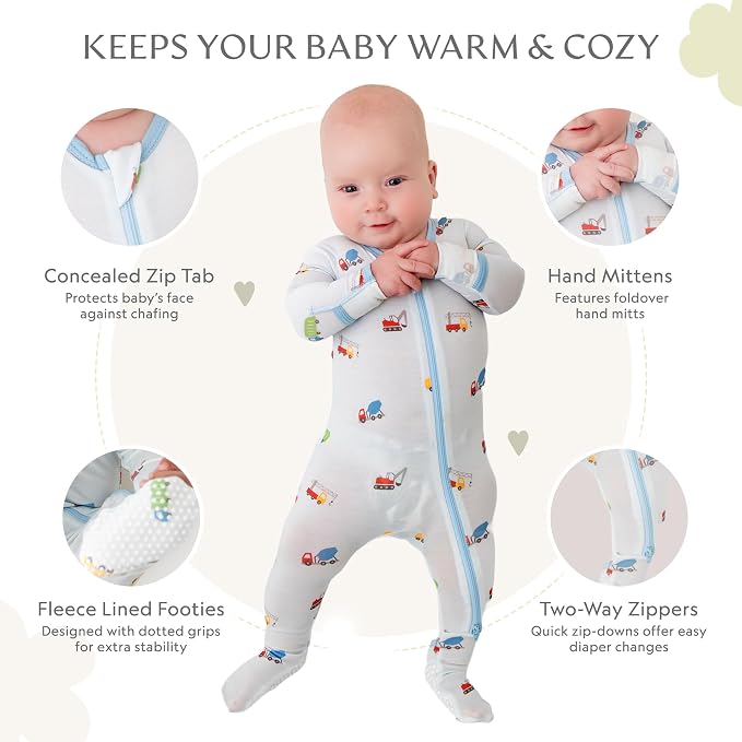 Bamboo Little Soft Baby Footie Pajamas, Baby Clothes, Newborn Sleepers - Image 2