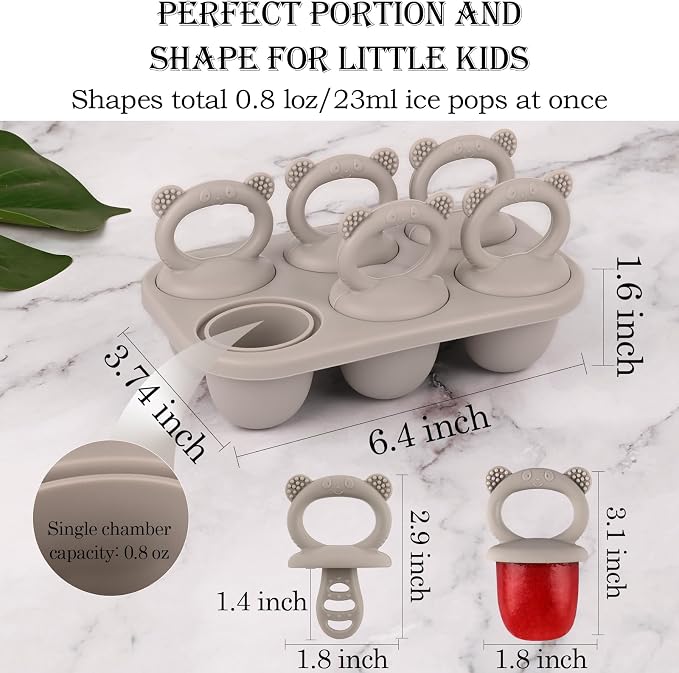 Sakolla Baby Popsicle Molds Mini 6-Cavity Silicone Ice Pop Mold - Image 3