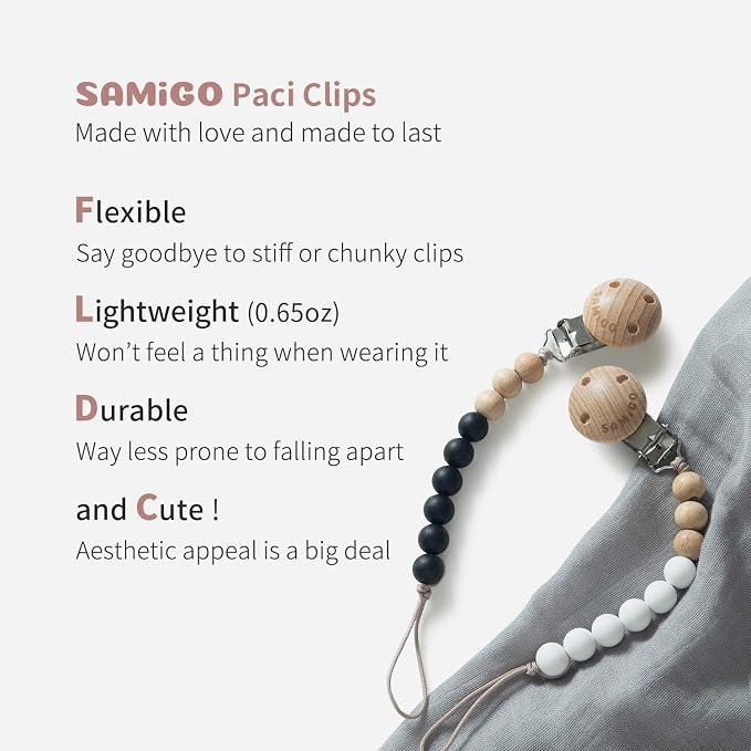 SAMiGO Silicone Pacifier Clips Holders Paci Binky Clips - Image 3