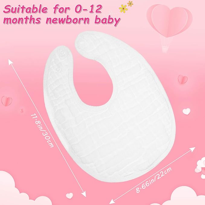 Tatuo 10 Pcs White Muslin Baby Bibs - Image 2