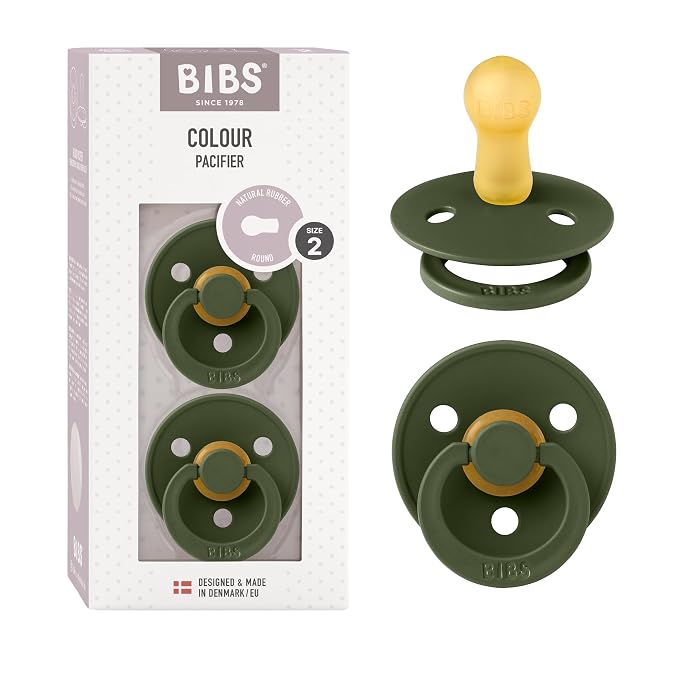 BIBS Pacifiers Colour Collection | Natural Rubber Baby Pacifier | Round Nipple by BIBS