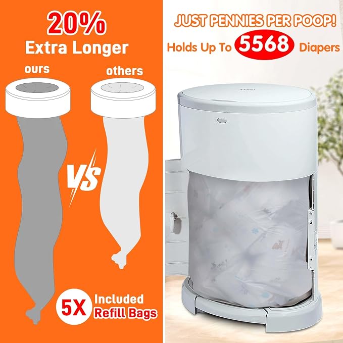 8 Pack Refills Compatible with DEKOR PLUS Diaper Pails | 20% Extra Length - Image 3
