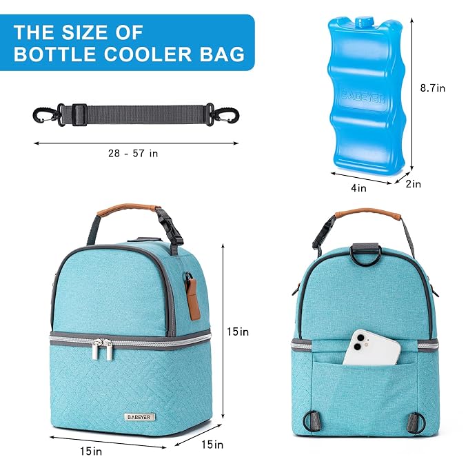Breastmilk Cooler Bag with Ice Pack Fits 6 Baby Bottles up to 9 Ounce, Breast - Image 5