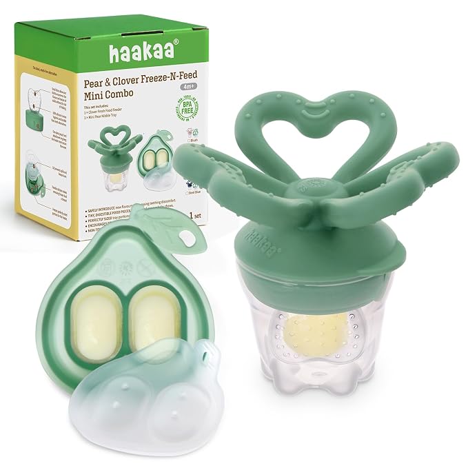 Haakaa Clover Baby Fruit Feeder Teether & Mini Freezer Nibble Tray – BPA-Free by haakaa