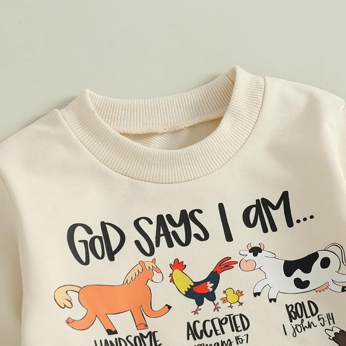 Nyapruwe Toddler Baby Boy Fall Outfit Funny Print Long Sleeve Sweatshirt - Image 4