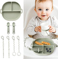 Baby Plates with Suction Silicone Baby Spoons Divided Baby Plates Silicone Baby by YIVEKO