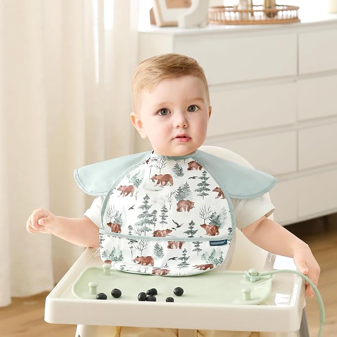 GRSSDER 3-pack Mess Proof Baby Feeding Bibs - Image 2