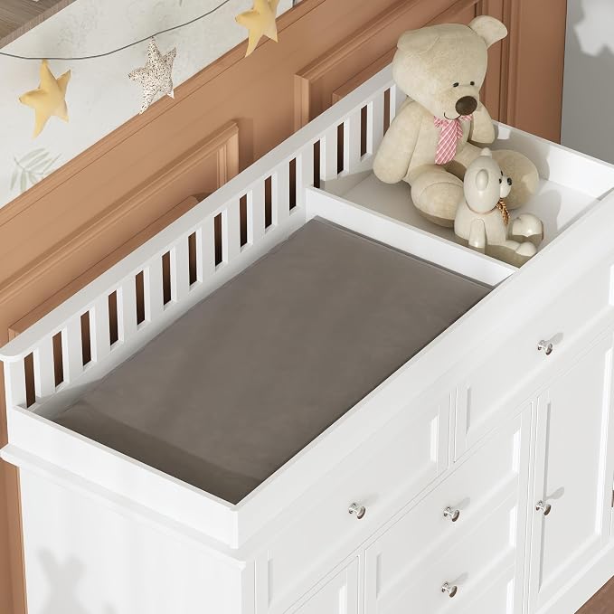 Nursery Dresser with Changing Table Top, Laundry Basket & Raised Guard - Image 4