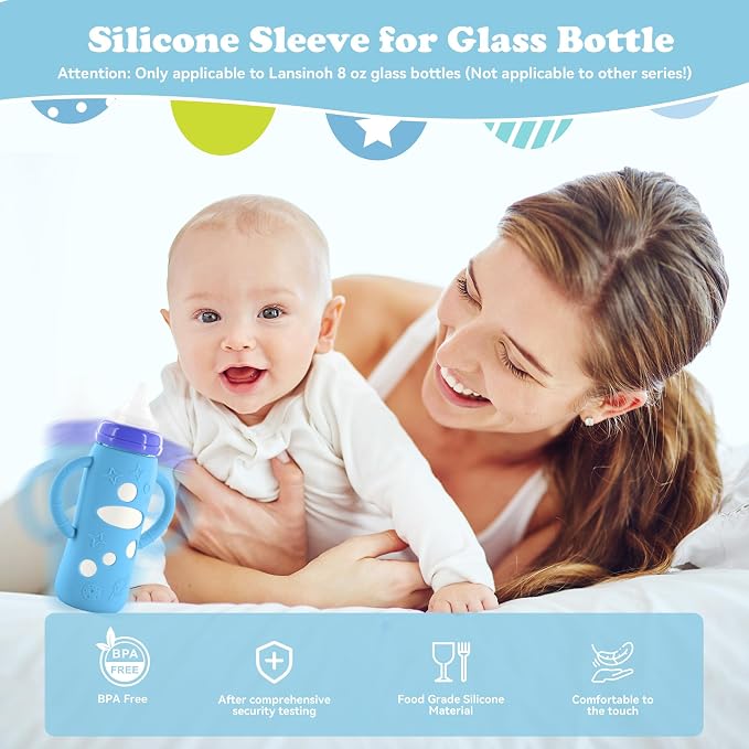 4-Pack Silicone Sleeves for Lansinoh Glass Bottles 8 oz- Starry Sky Design Baby - Image 5