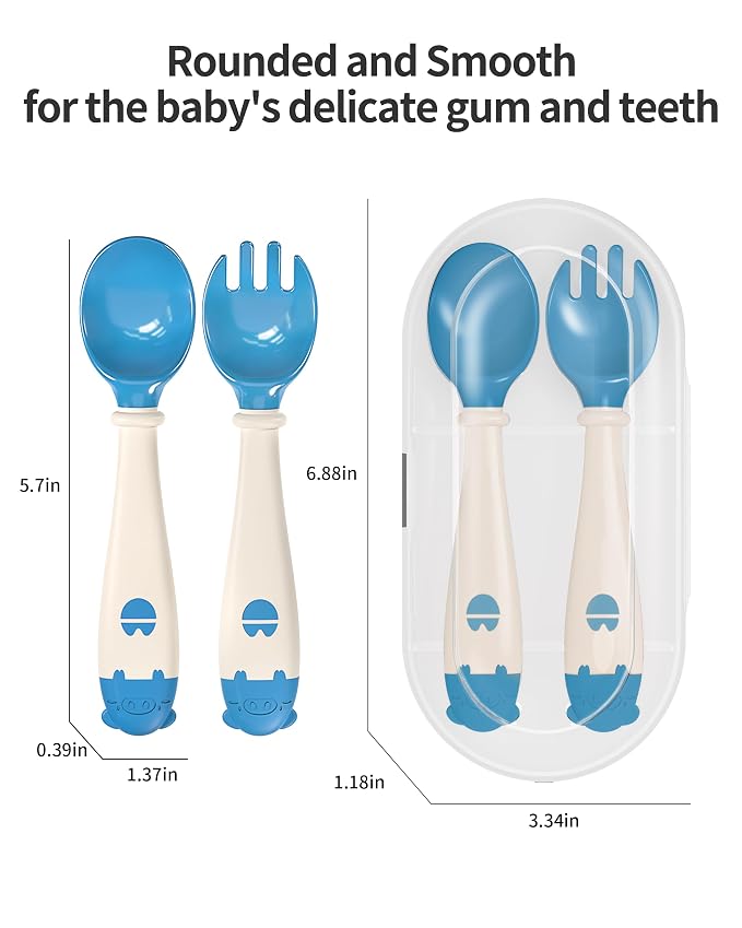 Deejoy Toddler Utensils, Self-feeding Flatware Set withTravel Case, Baby Spoons - Image 6
