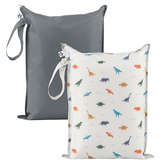 Tiny Twinkle Wet Dry Bag – 2 Pack Reusable Waterproof & Mess Proof Wet Bags by TinyTwinkle